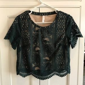 Xhilaration Green Lace Crop Top